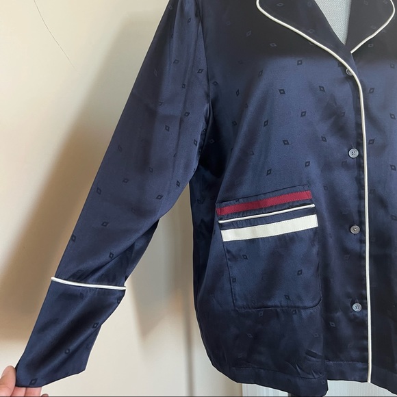 DEREK LAM 10 CROSBY Pajama Blouse Button Down Midnight 12 - Picture 5 of 14